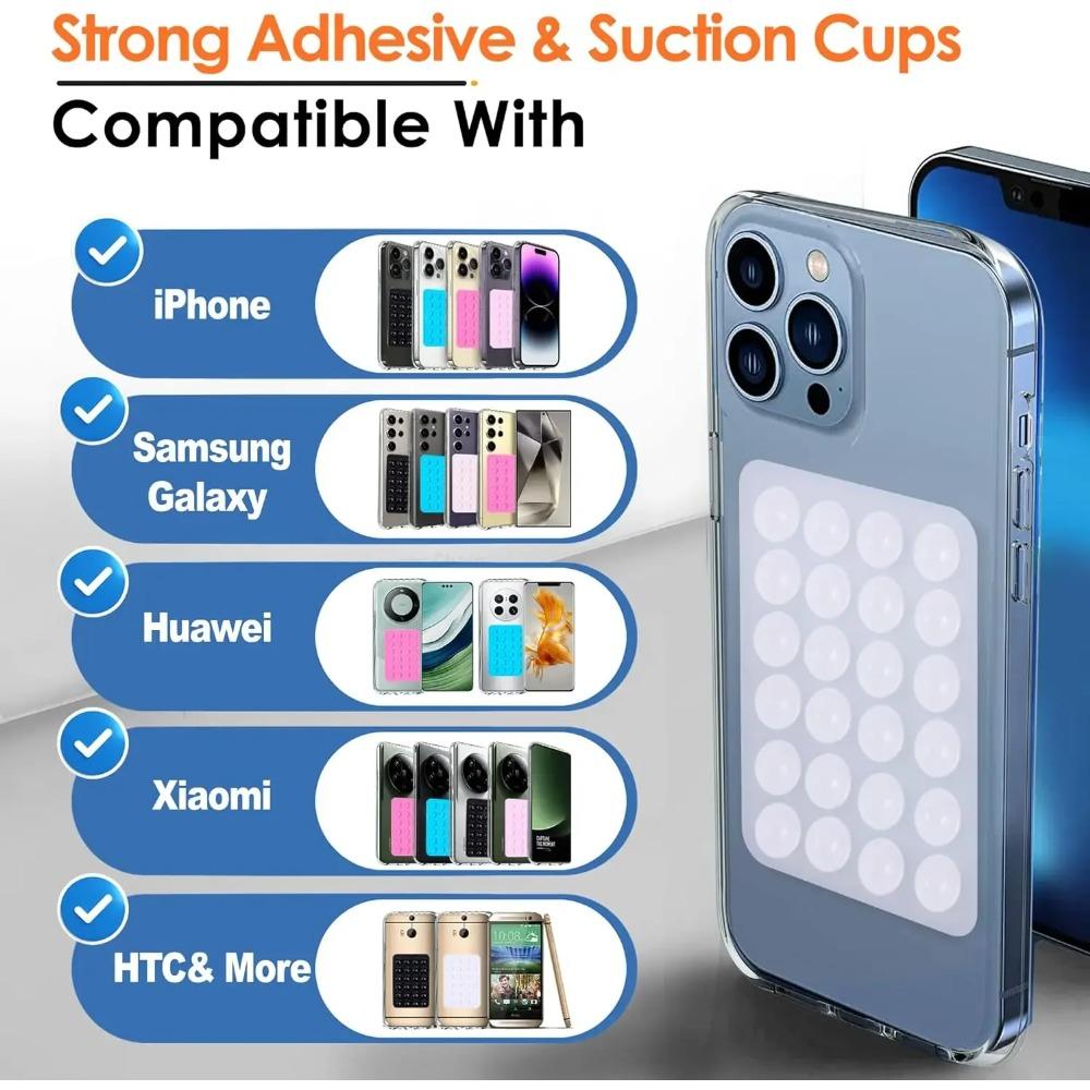 6/3/1 Stück Saugnapf Wandständer Matte Multifunktionaler Silikon-Saugnapf-Handyhalter Quadratische Rutschfeste Einseitige Lederhülle Halterung