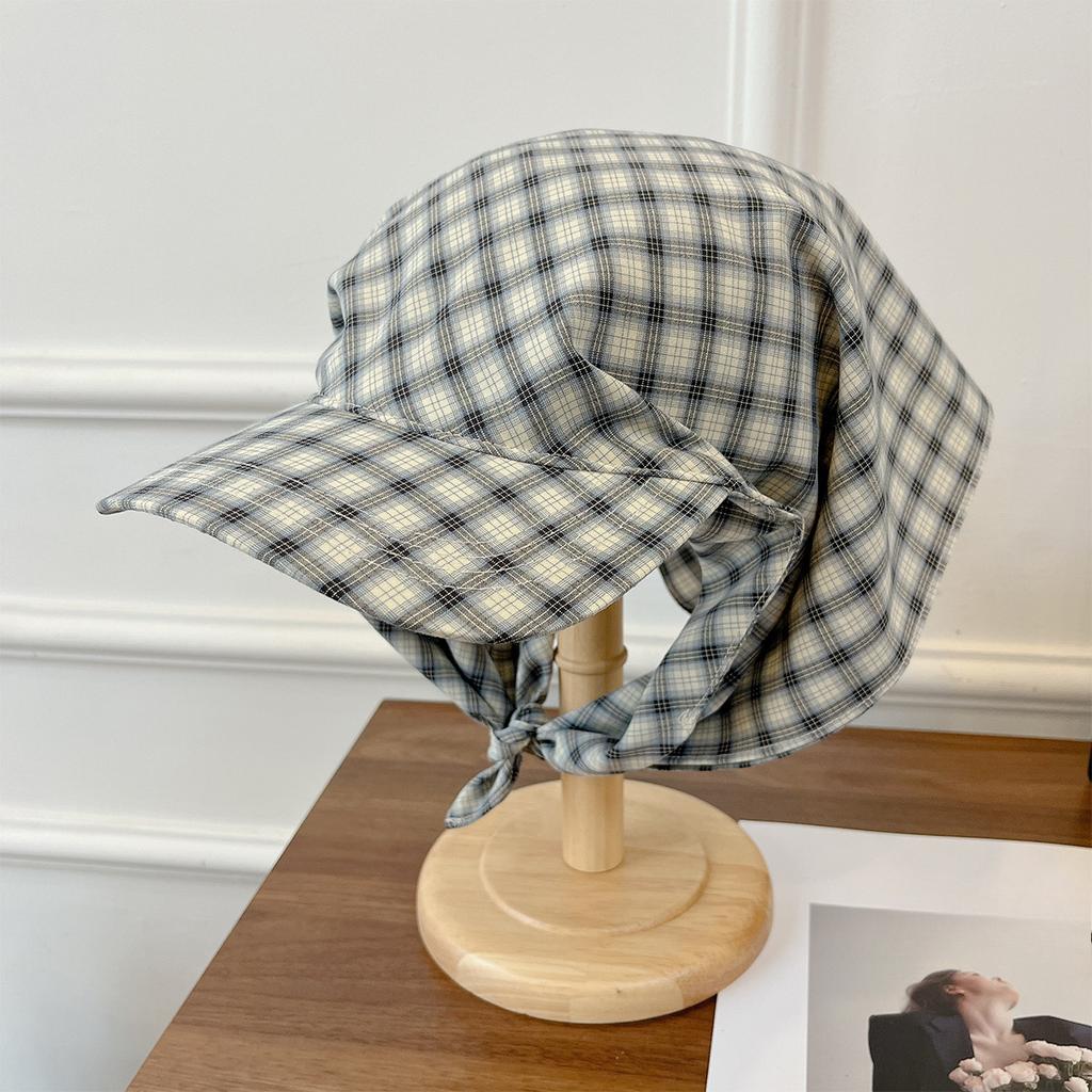 New Korean Plaid Strap Sun Protection Baseball Cap Korean Personalized Women's Headband Sun Protection Hat