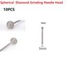 Grinding Needle Head Dressing Kit Round Ball Shape Sculpting Tools Bits Carving 10pcs 3mm Shank 4/5/6/8/10/12mm
