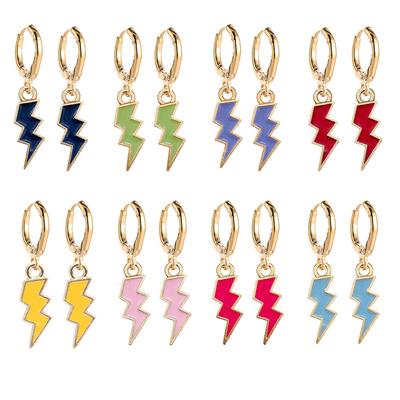 Personality Stereo Lightning Pendant Earrings Colorful Lightning Stud Earrings Jewelry
