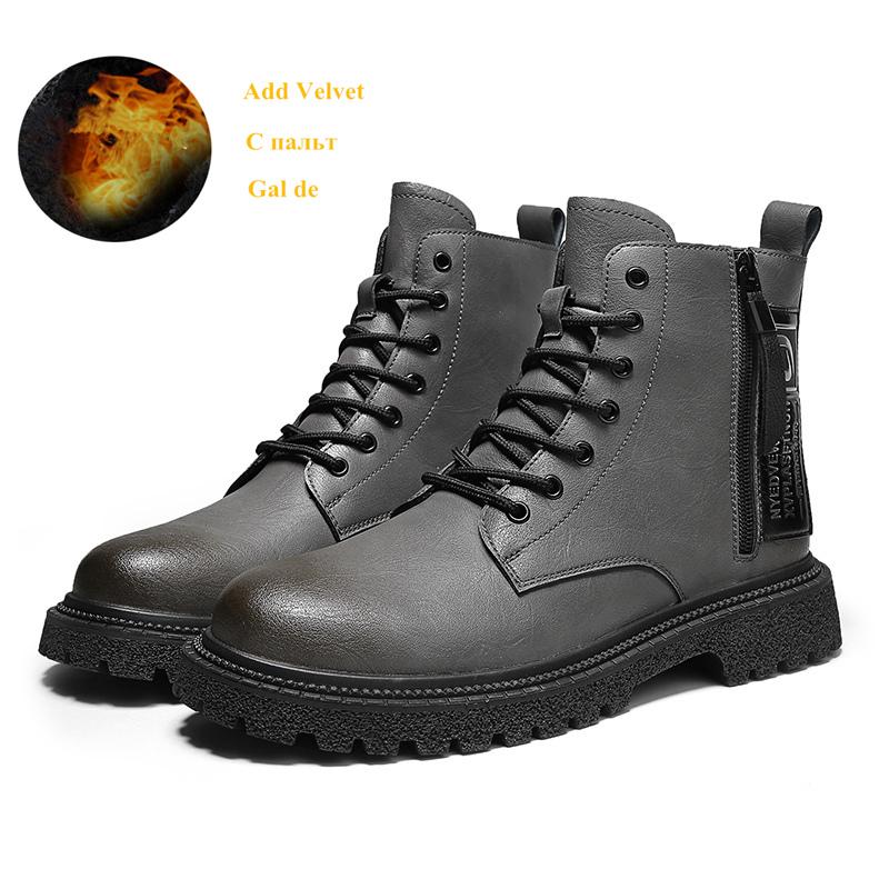 New Original Retro Designer Men Boots High Quality Men's Leather Boot Street Style Hip Hop Motorcycle Shoes Men Winter Fur Boots