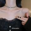 Geometric Rhinestone Necklace & Earring Set - Retro Court Style Choker for Women