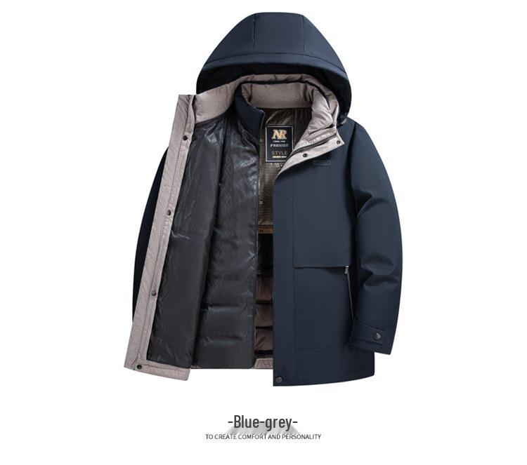 Jiaxing 2025 Men's Versatile Down Jacket: Winter Collection, Detachable Hood, Long Sleeve, Casual Warmth