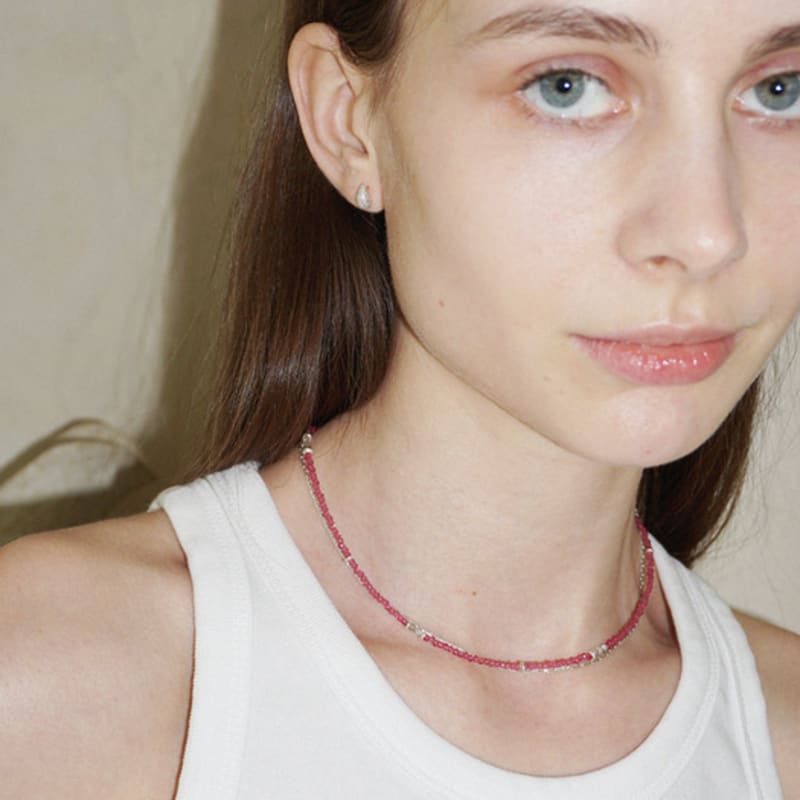 OURPIERRE [SILVER 925] GLITTER NECKLACE PINK