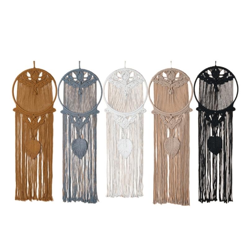 Macrame Woven Wall Hanging Leaf Tree Dream Catcher,Bohemian Handmade Room Hanging Tapestry,Wedding Decoration Crafts