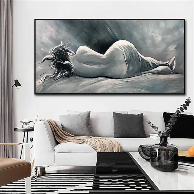 Moderne Frau Schlafender Körper Rückenansicht Kunst Porträt Dekoration Ölgemälde Poster und Druck Raum Leinwand Dekoration Gemälde