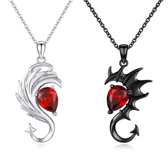 

1 Pair Angel And Devil Necklaces Couple Matching Necklaces Angel And Devil Wing Pendants Necklaces Matching Jewelry Gifts for Her Him Valentine s Day A