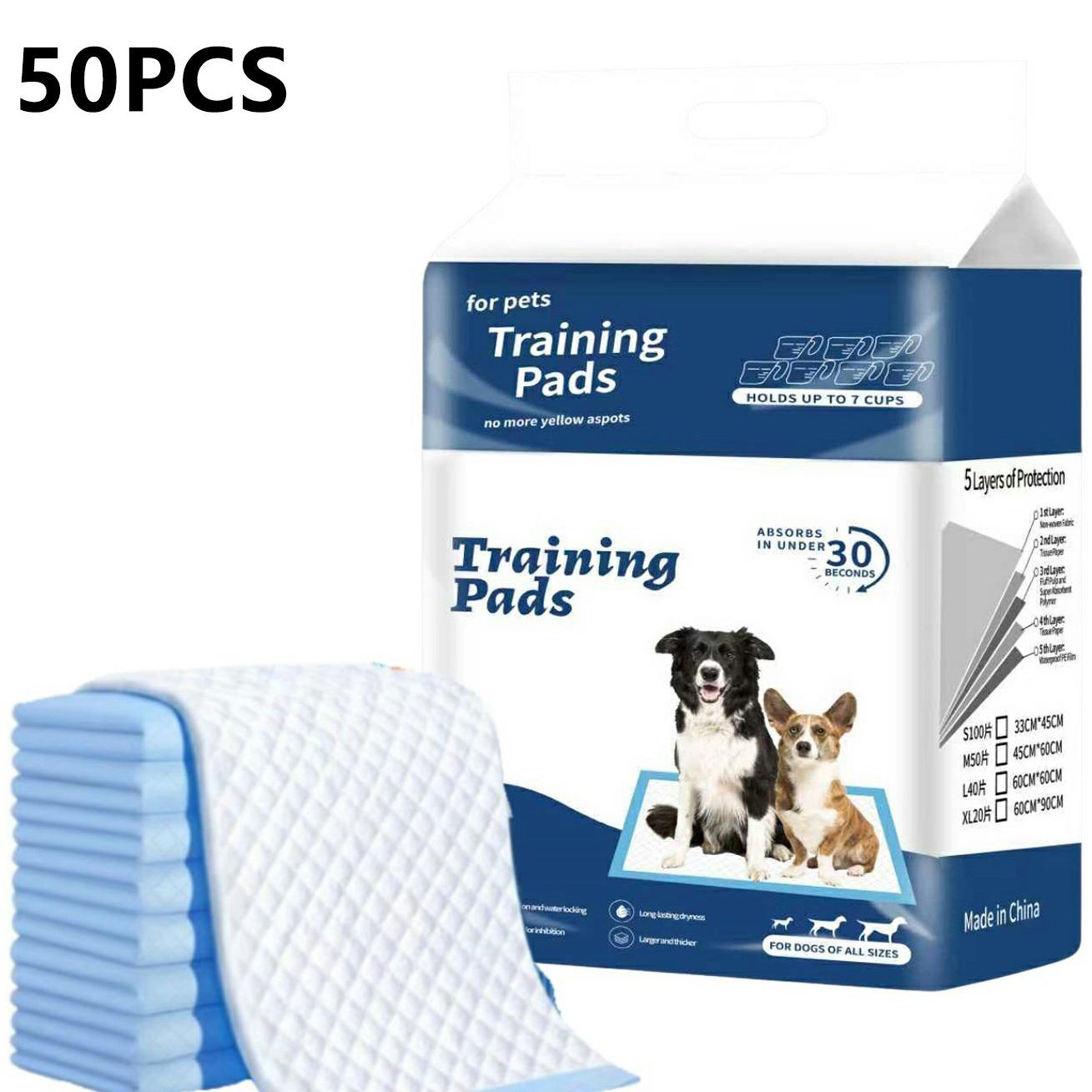 50Pcs Size M Strong Absorption Pet Training Pads Leak Proof Disposable Urine Pads for Dogs Cats, 60 x 45cm
