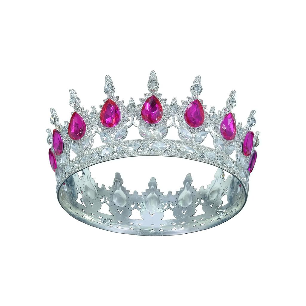 European and American Baroque Bridal Round Crown Party Dance Princess Tiara Birthday Crown Crystal Hair Accessories for Women