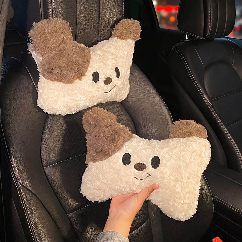 Car Universal Cartoon Plush Bear Headrest + Lumbar Support Multi-Set, Car Decoration