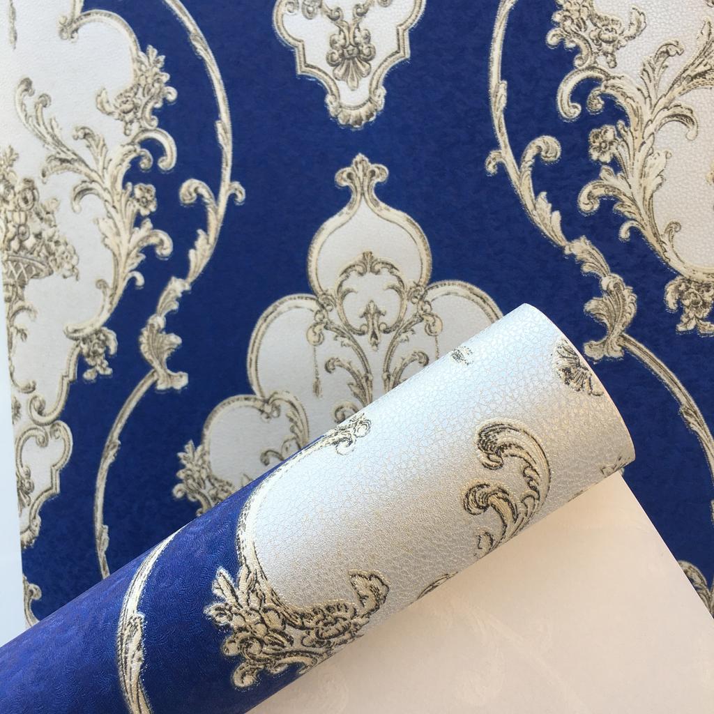 Luxury Damask Vinyl Wallpaper PVC Wall Paper Roll White Black Blue Red Waterproof Wall Cover Living Room Bedroom Home Decoration