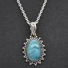 Solid 925 Sterling Silver Gemstone Necklace, Natural Larimar Necklace, Gift For Her, Boho Jewelry, Silver Jewelry, Wedding Necklace