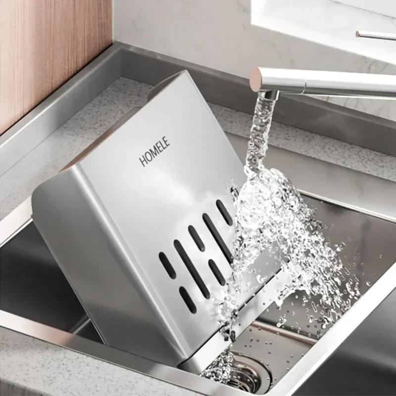 1-teiliges Küchenutensilienregal - Multifunktionaler Abtropf-Essstäbchenhalter Wandmontierter oder freistehender Besteckaufbewahrungsbehälter aus Kunststoff