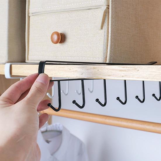 

Кухонная вешалка для хранения из кованого железа, бесшовная установка без ударов под вешалку для шкафа, вешалка для шкафа для спальни, органайзер с крючками, хозяйственные товары