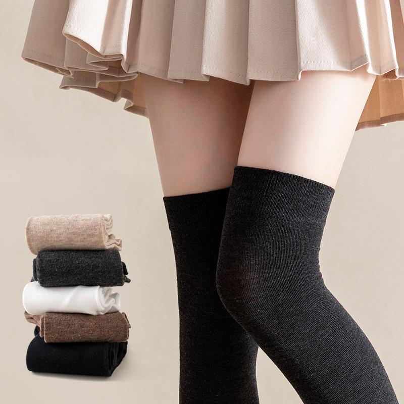1Pair Long Tube Jk Calf Stockings Solid Color Comfortable Slimming Knee Socks Women's High Socks Sports Micro Pressure Socks