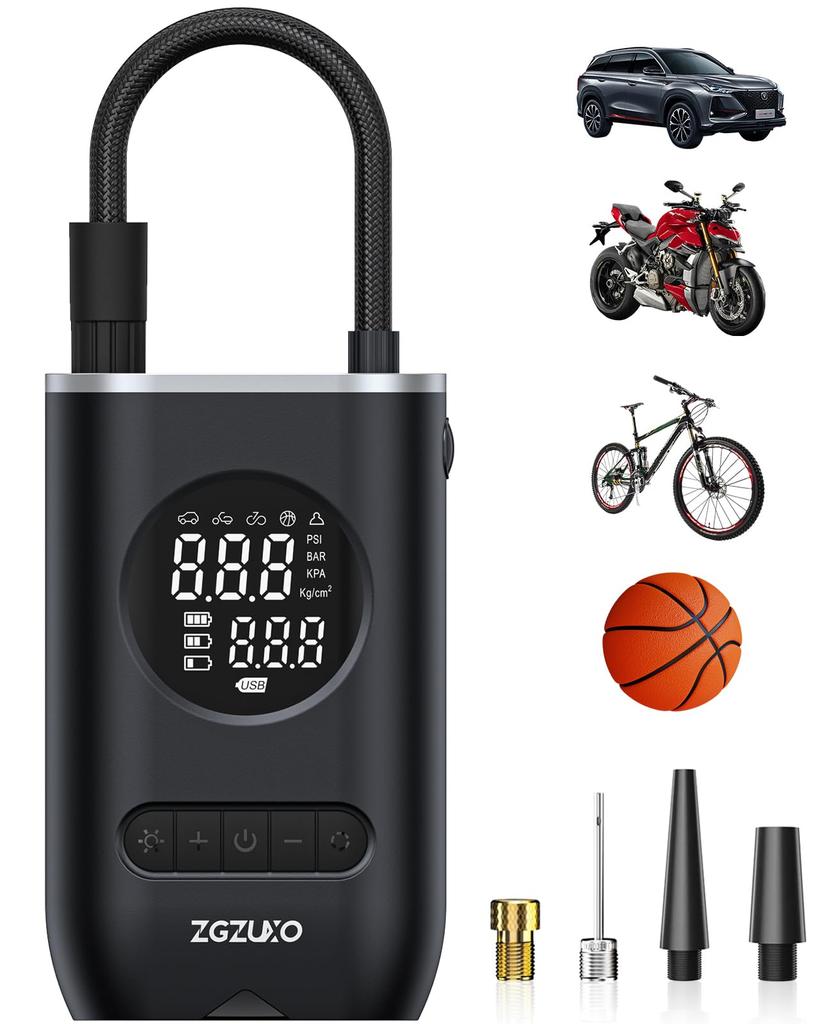 ZGZUXO Electric Bicycle Fast Compatible with and American LED Large LCD Adjustable 5 4 Unit Compatible with and Inflatable Manual Pump, Cordless,