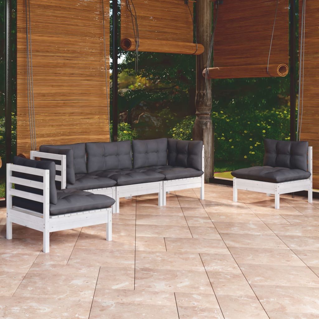 Vidaxl 5-Cz. Garden Lounge Set, With Cushions, Pine