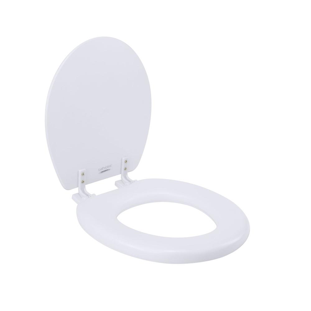 Extra Soft Vinyl Round Toilet Seat with Adjustable Non-Slip Hinges Easy Installation Decorative Comfortable Standard Size Toilet