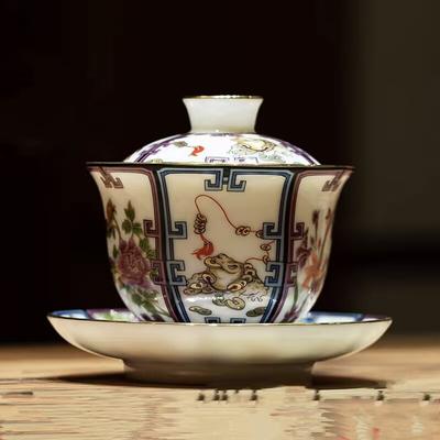 White Porcelain Cover Bowl Teacup, Single Suet Jade Porcelain Teapot, Not Hot, Sancai Tea Bowl, Brewing Teapot, Kung Fu Tea Set