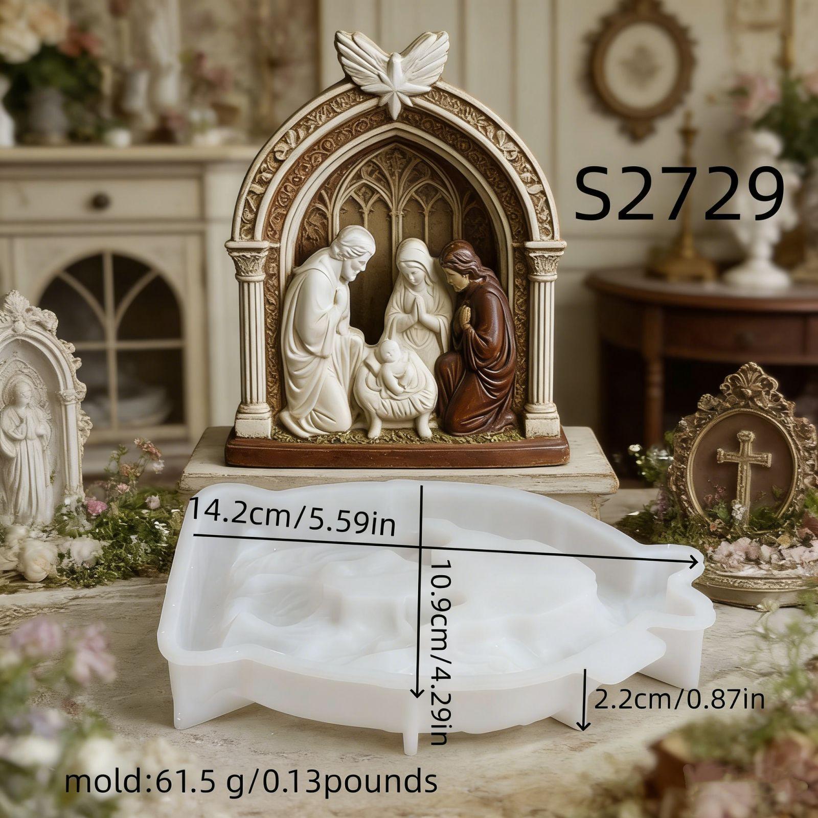 

3d Resin Mold Heat-Resistant Nativity Scene Silicone Mold Church Ornament Mold Reusable For Craft Making Religious Celebrations