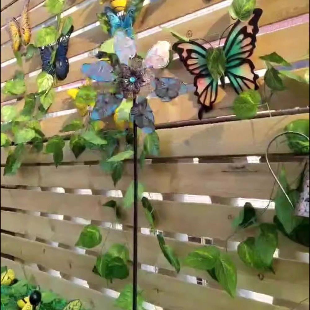 Metal Gardening Plug Luminous Effect Wind Rotator Windmill Spinner Sculpture  Backyard Patio
