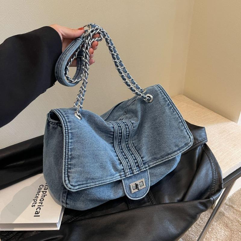Denim Women's Large Capacity Chain Shoulder Commuting Bag