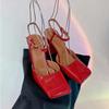 Fashion New Satin Mary Jane Fashion Sandals European American Women's Summer Square Head Thick Heel Shopping Commuting Style High Heels