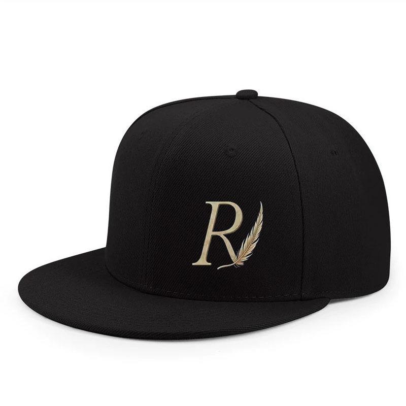 Flat-brimmed Hip-hop Baseball Cap Printed with Letter R Pattern Adjustable Outdoor Street Sports Hat