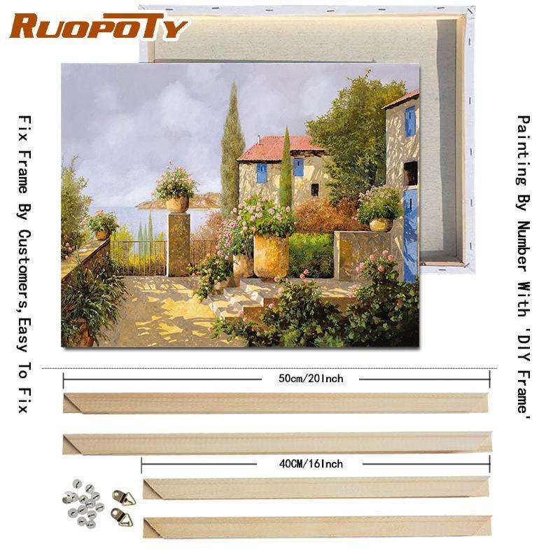 RUOPOTY Barvení podle čísel Městská krajina pro obývací pokoj na plátně Jedinečný dárek akrylový obrázek podle čísel domu