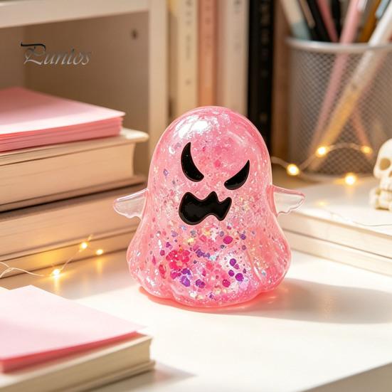 Glitter Ghost Toy Halloween Stress Relief Toy, Spooky Squeeze Sensory Clear Fidget for Focus and Relaxation