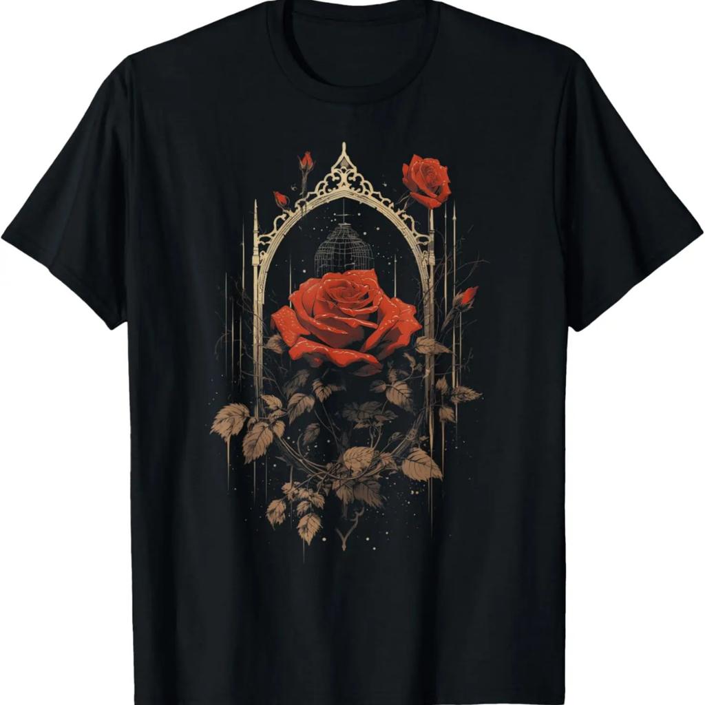 Gothic Aesthetic Witchcraft Red Goth Rose Flowers T-Shirt