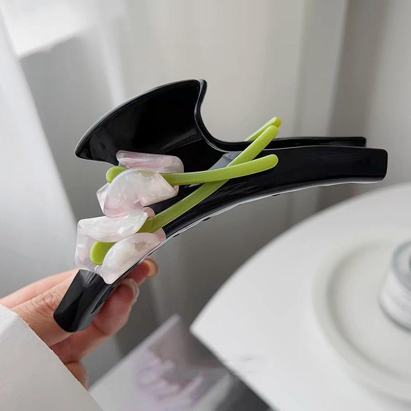 

korea acetate Tulip flowers hair claw clip for women luxury big hair clip girl large Leopard Hair Grab Acrylic Hairpins Gifts