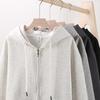 Zipper Fashion Youthful Pullover Hooded Sweatshirt for Men Solid Color Sports Casual High-Street Hoodie Jacket