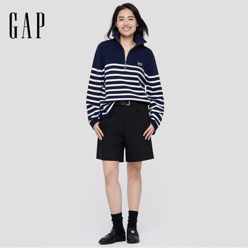 Gap Women's Logo Striped Half-Zip Knit Top