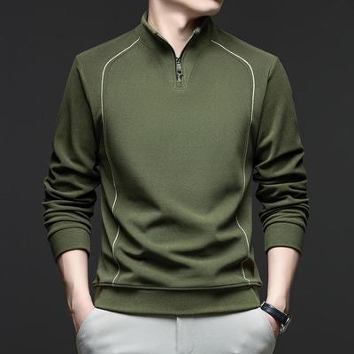 2025 Winter Modetrend Warmes Samt Halbreißverschluss Stehkragen Herren Freizeit-Sweatshirt