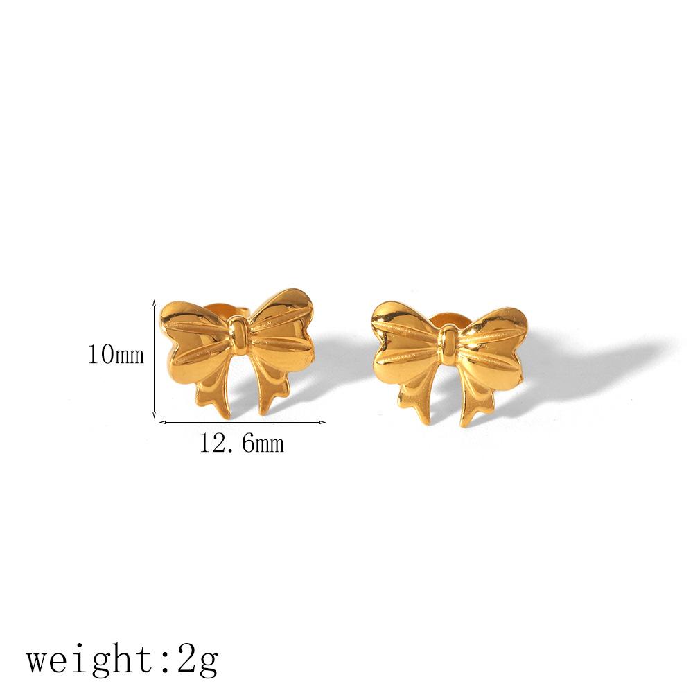 

Серьги-кольца в форме банта из нержавеющей стали, позолоченные 18 карат, простые и универсальные женские украшения высокого класса 18K