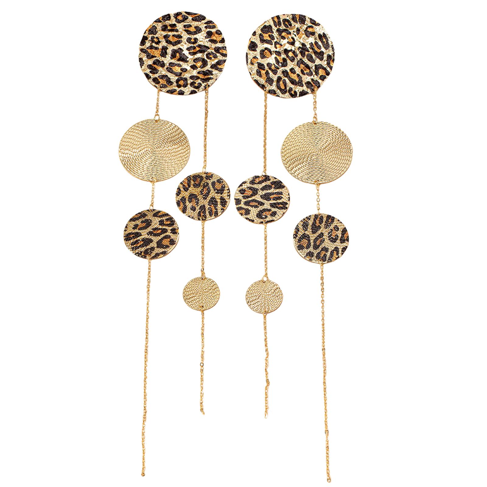 

Серьги-подвески в виде монеты с преувеличенным леопардовым диском для женщин и девушек в стиле бохо с длинной кисточкой A