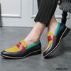 Britain Retro Colour Mix Patchwork  Pointed  Flats Oxford Shoes Men Casual Loafers Formal Dress Footwear Sapatos Tenis Masculino