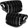 BMW 2 F23 2014- grades entre os faróis (rins) Conjunto esquerdo + direito BARRA DUPLA PRETA BRILHANTE
