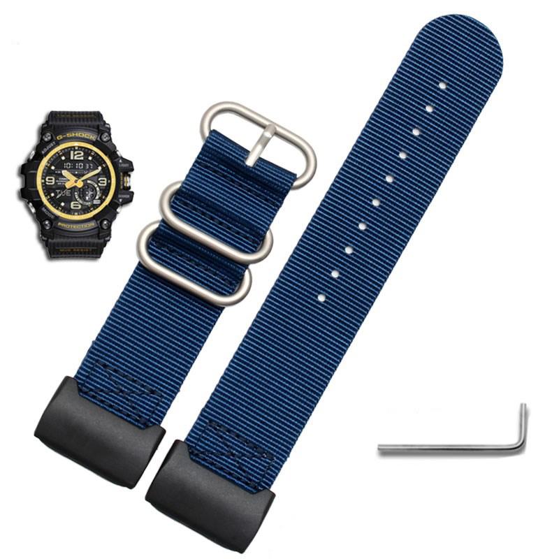 Nylonowy Pasek do Zegarka Dla Casio G-SHOCK Modyfikowany Mały Mud King GG-1000 GWG-100 GSG-100 Płócienny Pasek do Zegarka Czarny Khaki Bransoleta