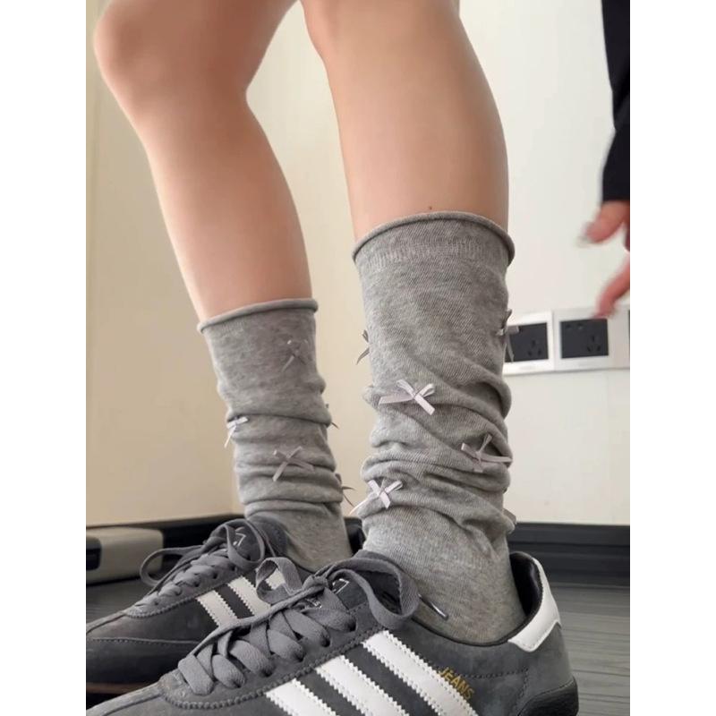 Women'S Stockings High Quality Modern  Simple Cute Japanese Style Long Women Socks Mesh Bow Sweet Knee High Socks Thin White