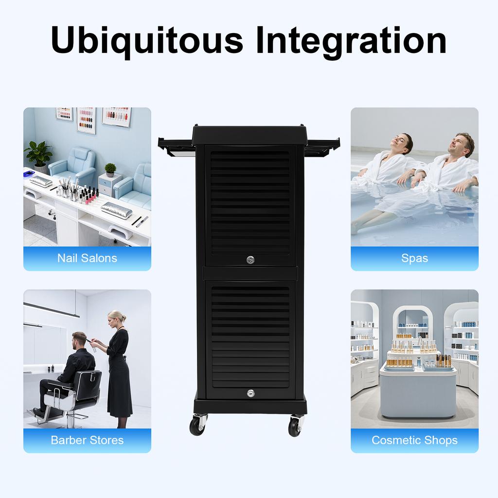 7-Tier Salon Hairdressing Rolling Cart with Wheels – Beauty Rolling Trolley Cart for Cosmetology, Makeup, Nail Supplies(Black)