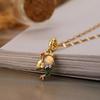 Aogou Gold-Plated Zircon Princess Necklace - Women's Exquisite Fairy Tale-Inspired Cute Collarbone Chain.