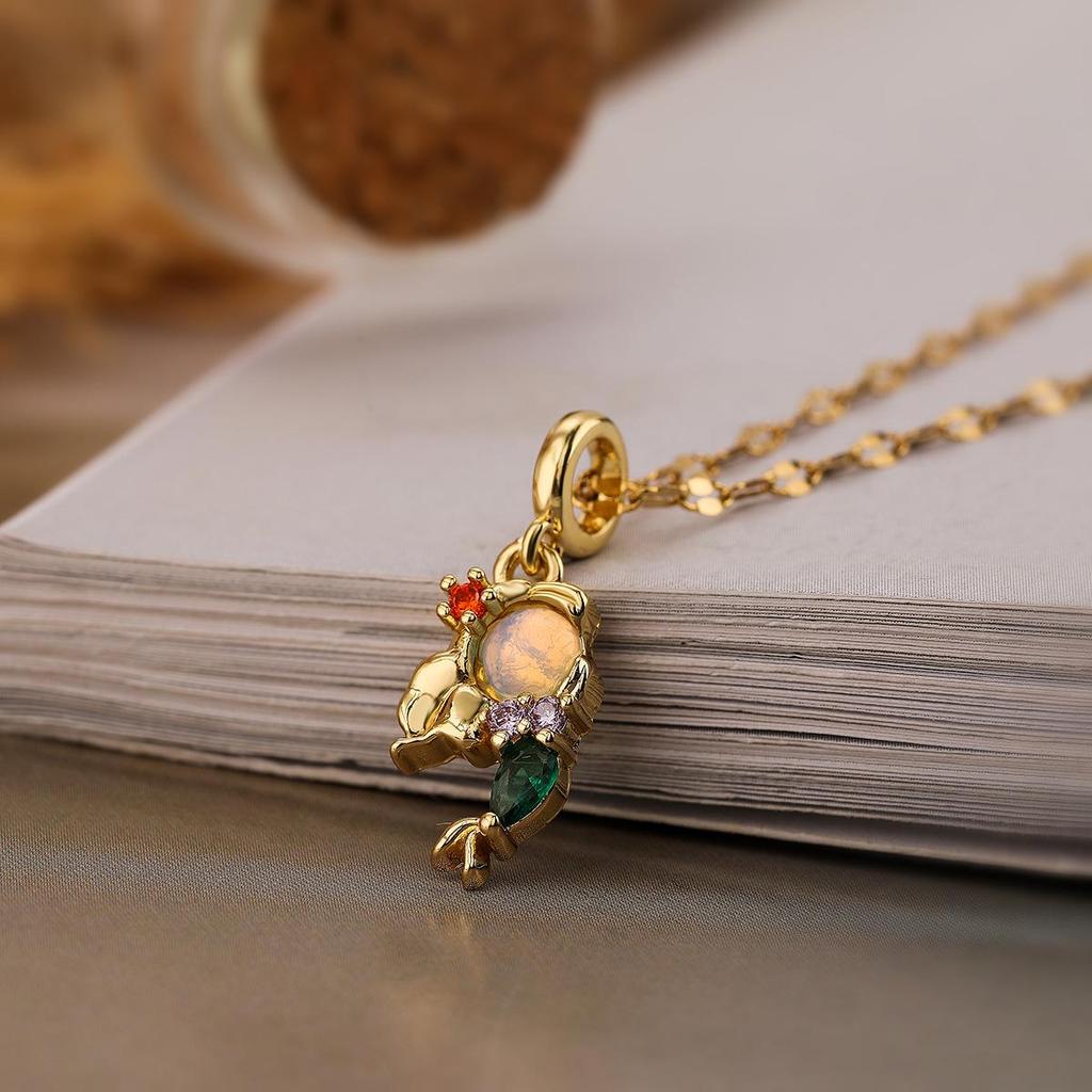Aogou Gold-Plated Zircon Princess Necklace - Women's Exquisite Fairy Tale-Inspired Cute Collarbone Chain.