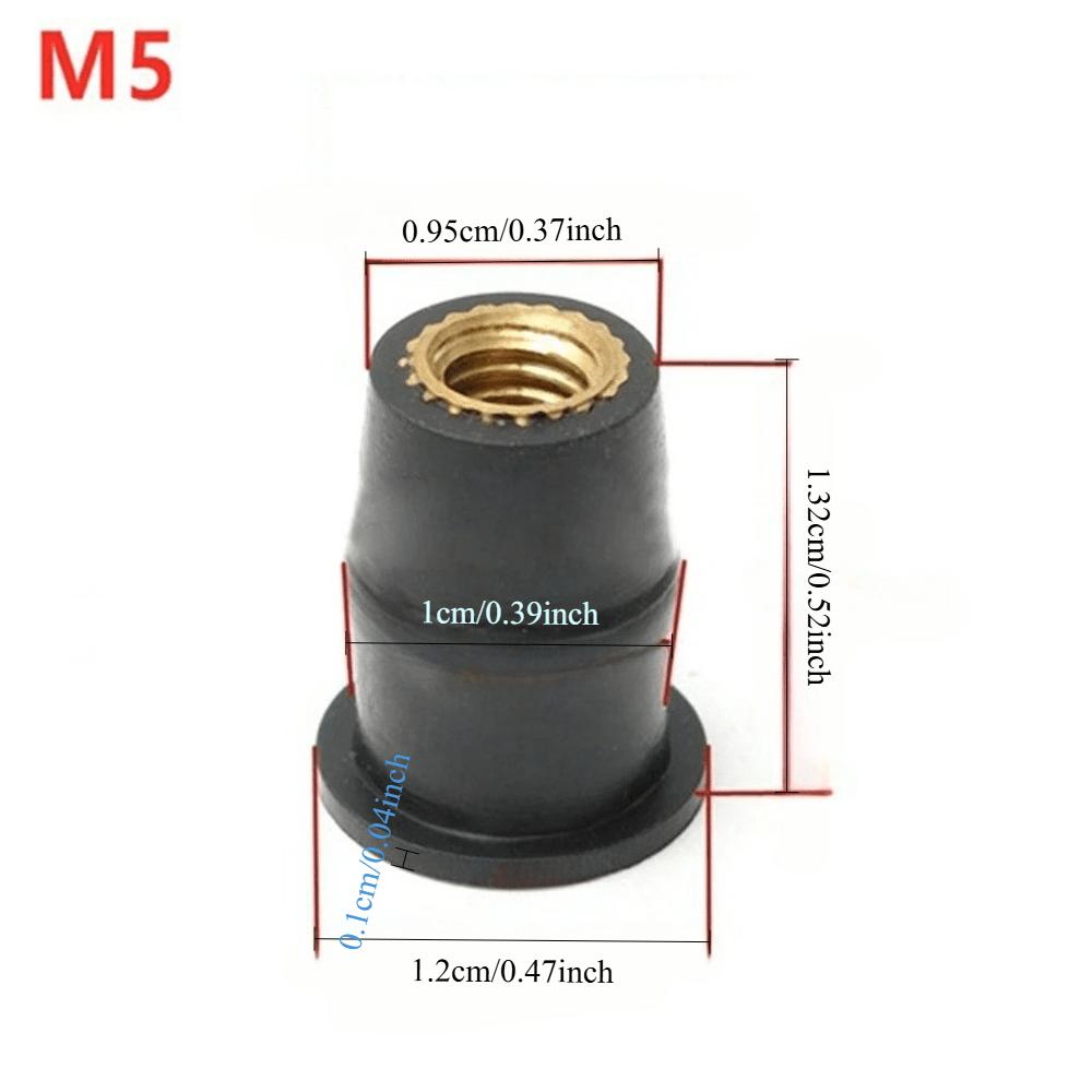 10PCS Well Nut M5 5mm Metric Rubber Motorcycle Windshield Rubber Rivet Nuts Bolts For Honda For Suzuki