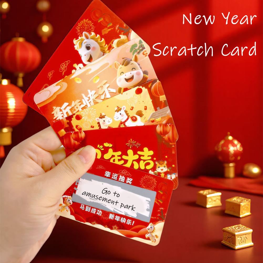 2026 Lunar New Year Year Of The Horse DIY Scratch Off Cards Kit 50PCS Festive Red Chinese Spring Festival Party Favors
