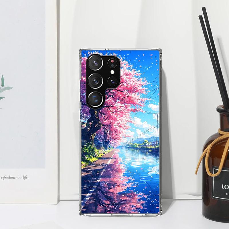 Japanese Cherry Mount Fuji Phone Case For Samsung Galaxy S26 S25 Edge S24 FE S23 S22 Ultra S21 Plus S20 + Art Fundas Back Cover
