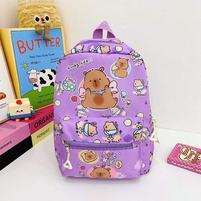 Pattern Capybara Cartoon Backpack Large Capacity Shoulders Bag Gift Children