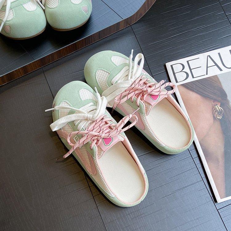 

Retro German training bag head slippers women s outer wear 2025 summer new round head mesh breathable versatile bag head drag sandals 40