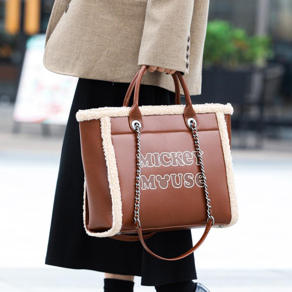 New Disney Mickey Series PU Shoulder Bag, Handbag Regular Women's Brown BMK-72148K
